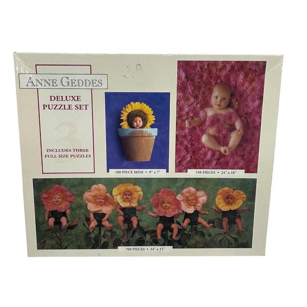 Anne Geddes Deluxe‎ Puzzle Set 3 Puzzles 100/550/700 Pieces Baby Flower Theme